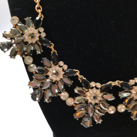 Black & Smokey Topaz Gemstone Statement Necklace - Picture 2 of 7
